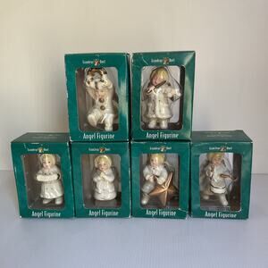 Vintage Grandeur Noel Porcelain Angel Figurines Set of 6 Christmas Collectibles